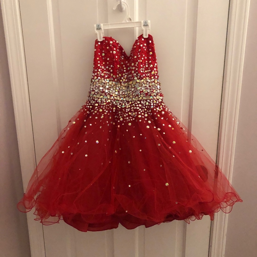 Red princess dress with sequins